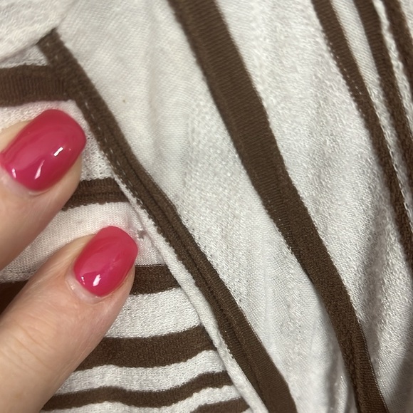 Alfred Dunner Womens Top Chocolate Brown Cream XL Pullover Beading Stripes Flaw - Picture 6 of 11